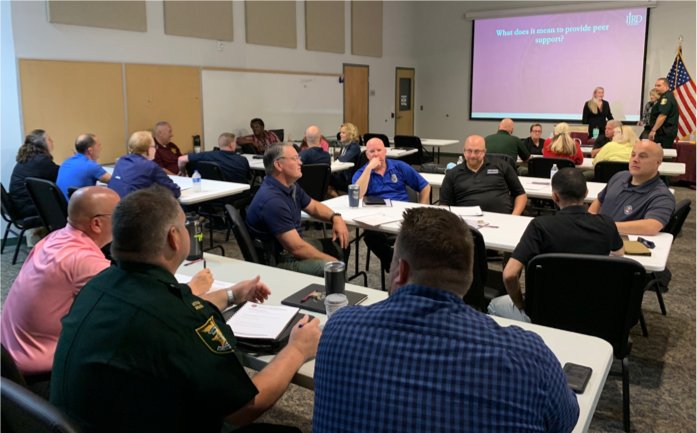 St. Johns County Sheriff’s Office personnel participate in a working session last week during peer-to-peer training led by FSU’s Institute for Justice Research and Development.